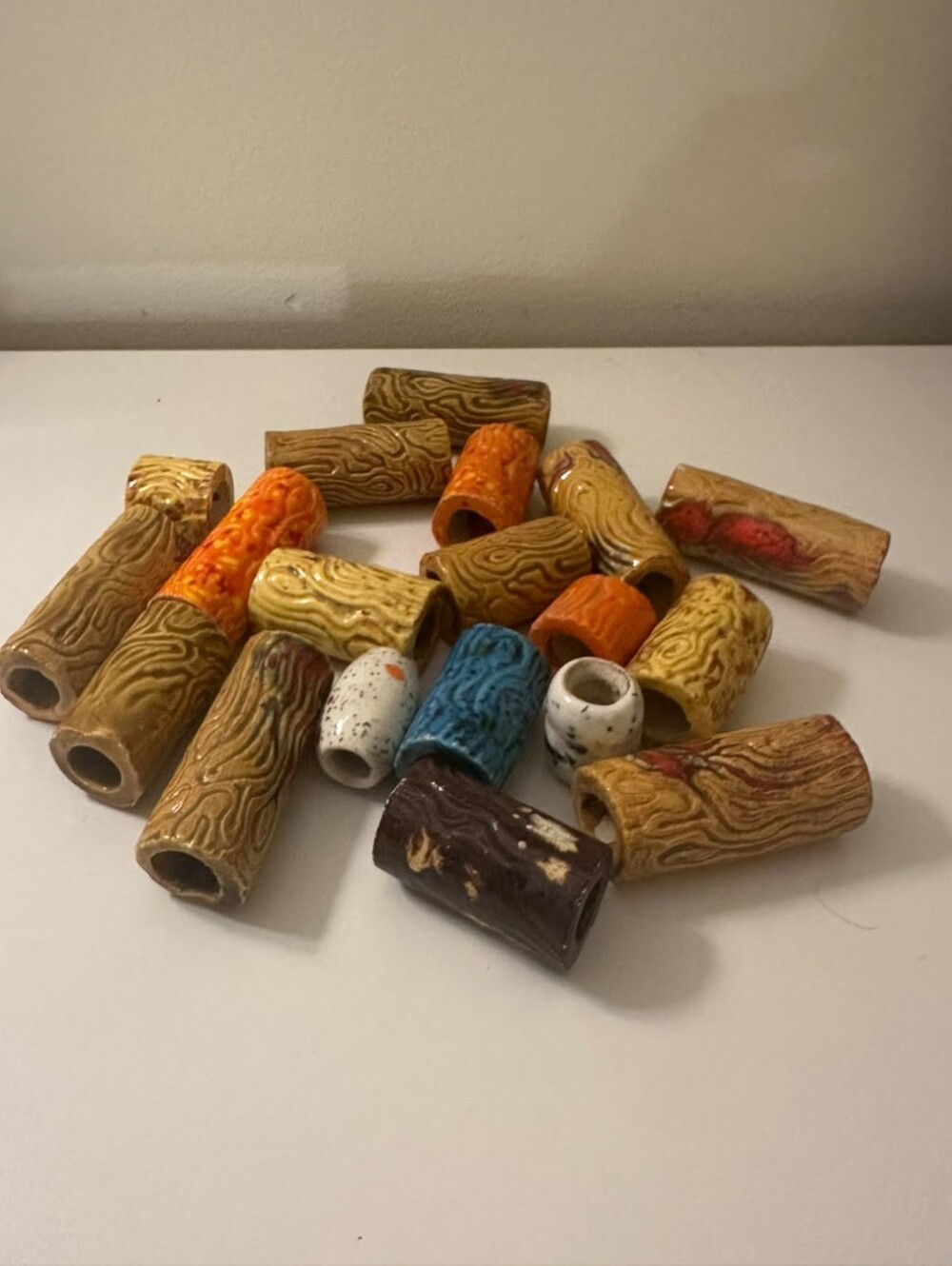 Various Vintage ceramic beads craft making or macrame wall hanging decor